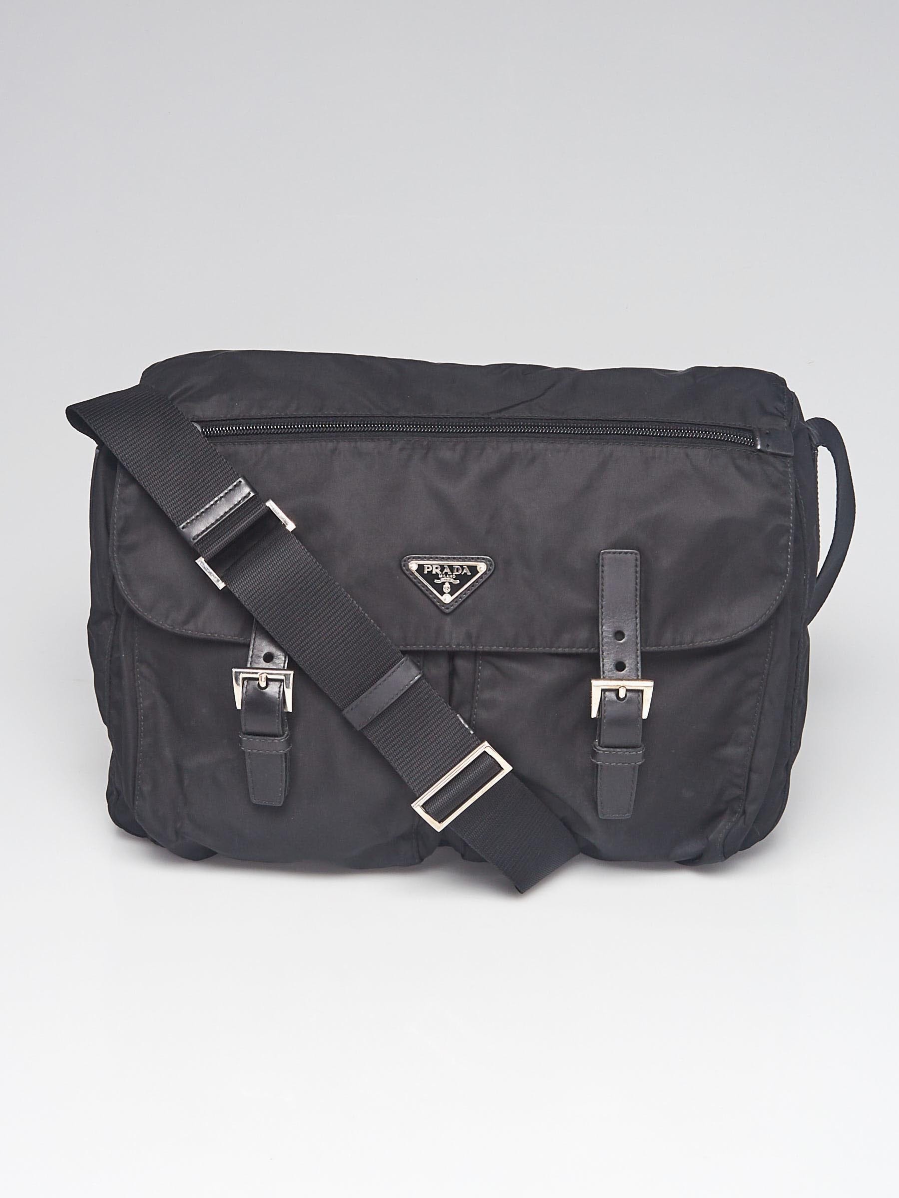 Prada Black Tessuto Nylon and Leather Large Messenger Bag BT0687