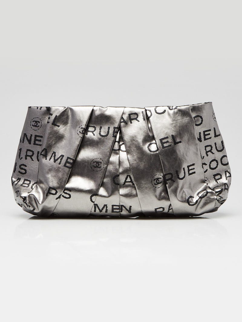 Chanel Silver/Black Metallic Coated Canvas Unlimited Ligne Clutch Bag -  Yoogi's Closet