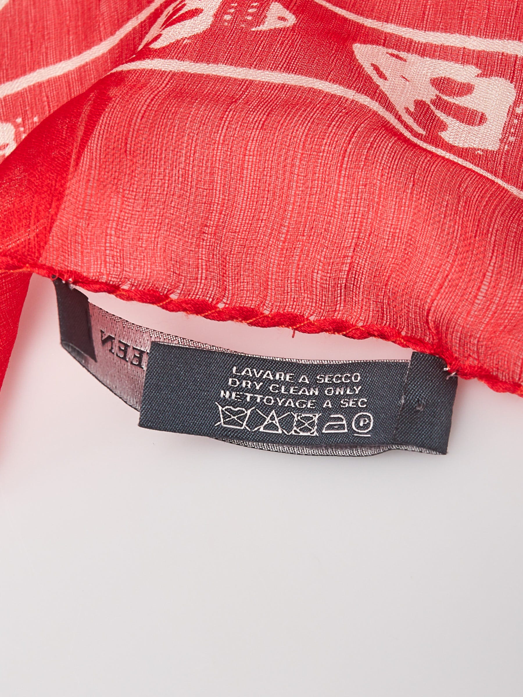 Alexander McQueen Red/White Silk Chiffon Classic Skull Scarf