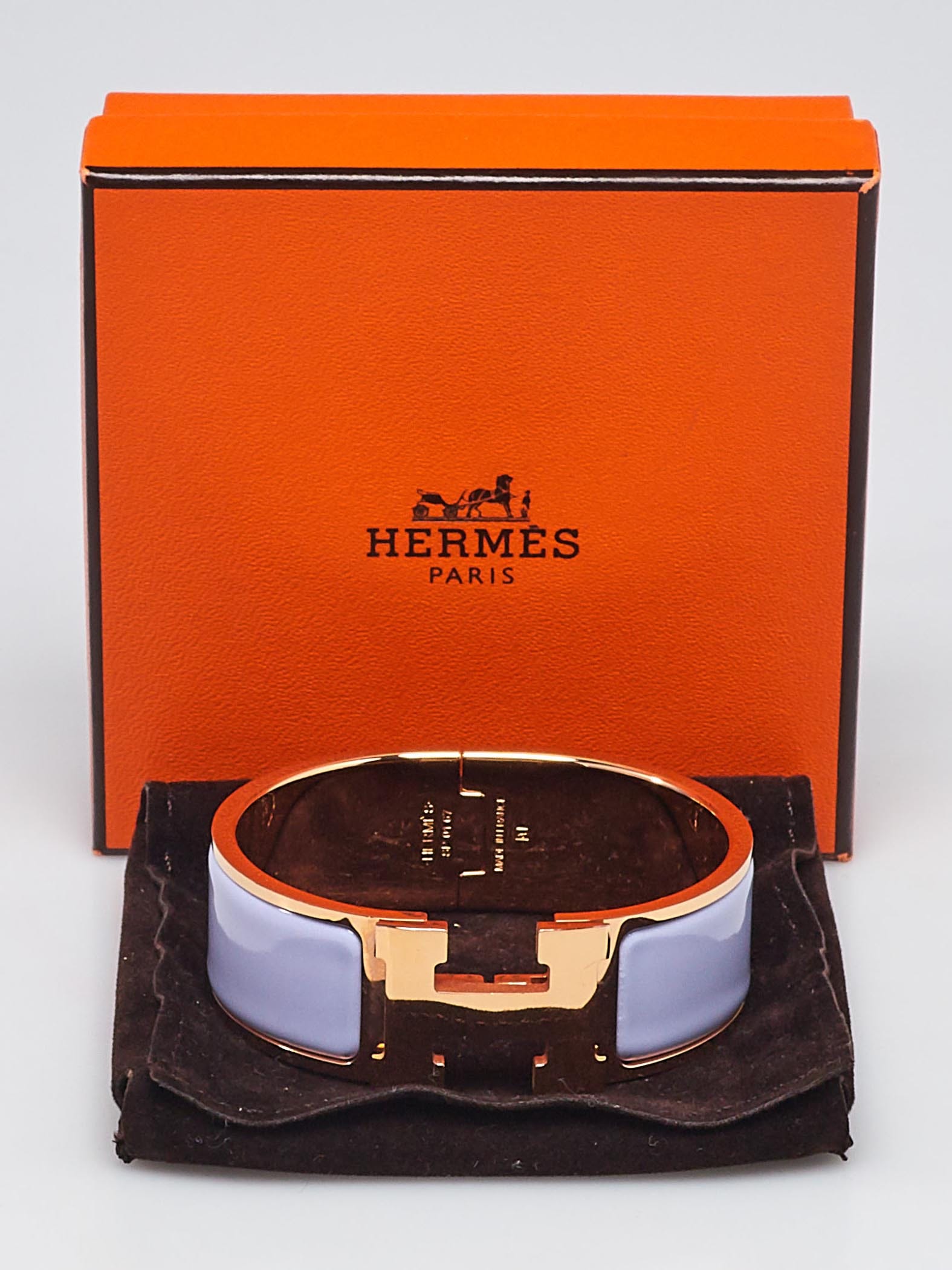 Hermes Light Purple Enamel Rose Gold Plated Clic-Clac H PM