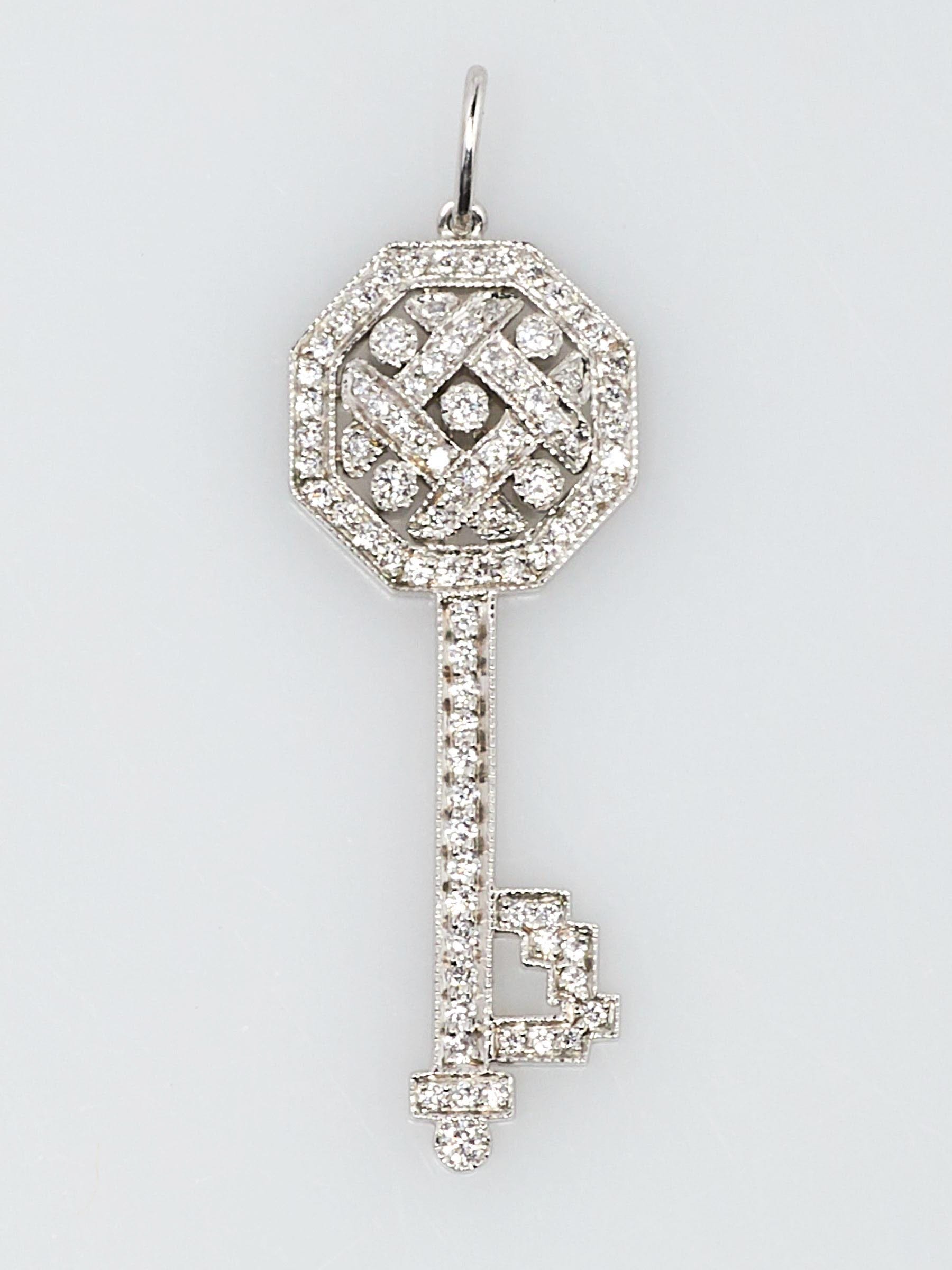 Tiffany & Co. Platinum and Diamond Octagon Knot Key Pendant