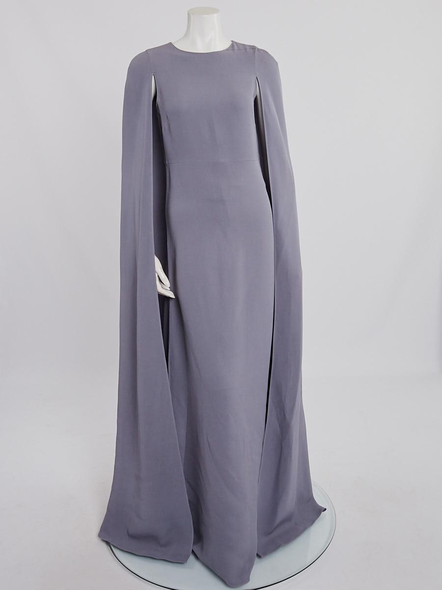 Valentino Grey Silk Sleeveless Cape Dress Size 6/40 | Yoogi's Closet