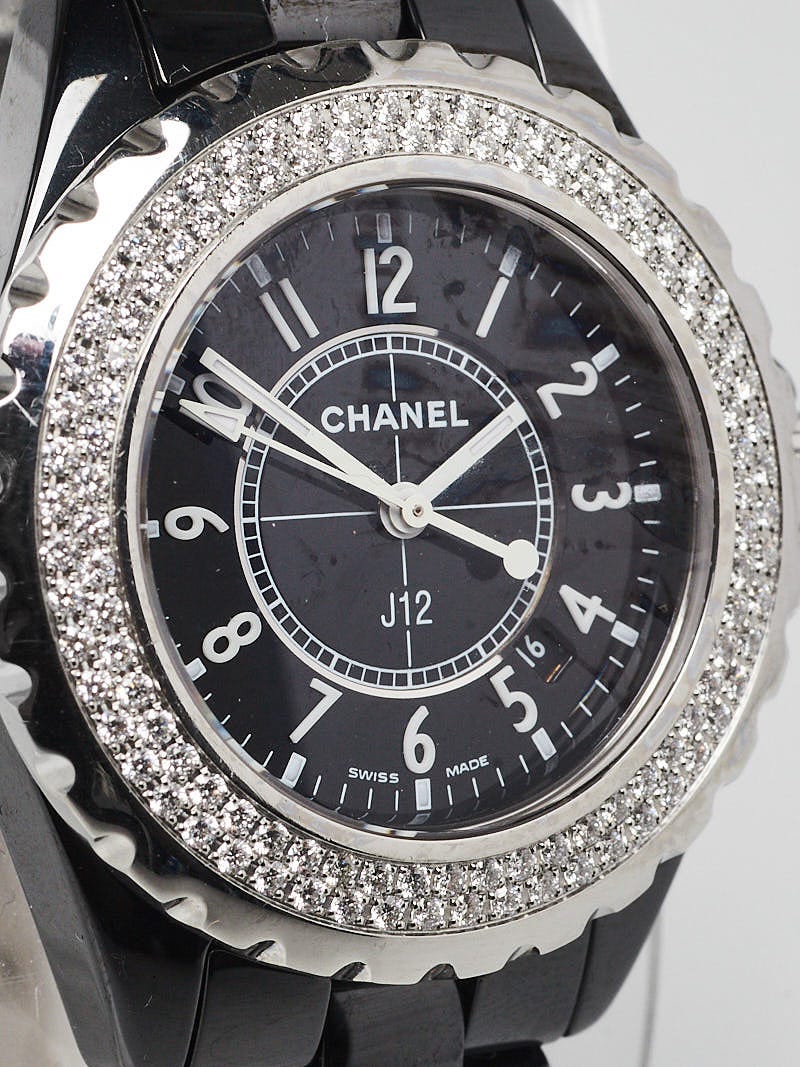 Chanel Black J12 Ceramic and Diamonds 33mm Quartz Watch-H0949 - Yoogi's  Closet