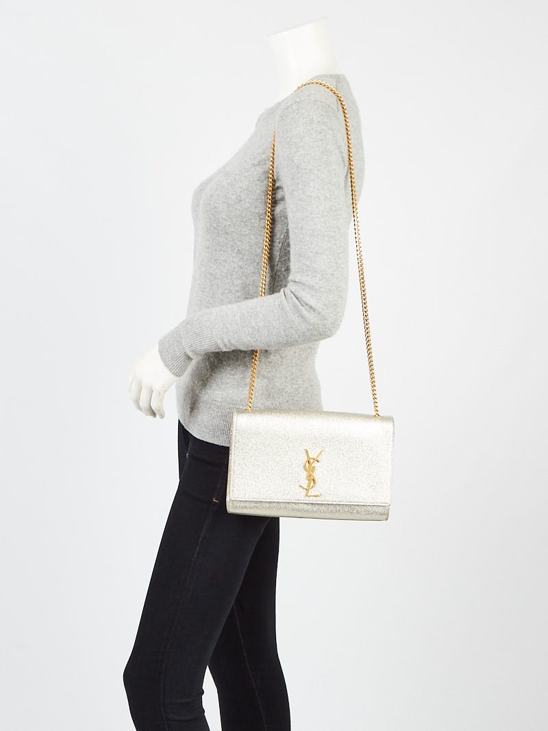 Yves Saint Laurent Gold Crackle Leather Monogram Medium Kate Yves Saint Laurent Gold Crackle Leather Monogram Medium Kate