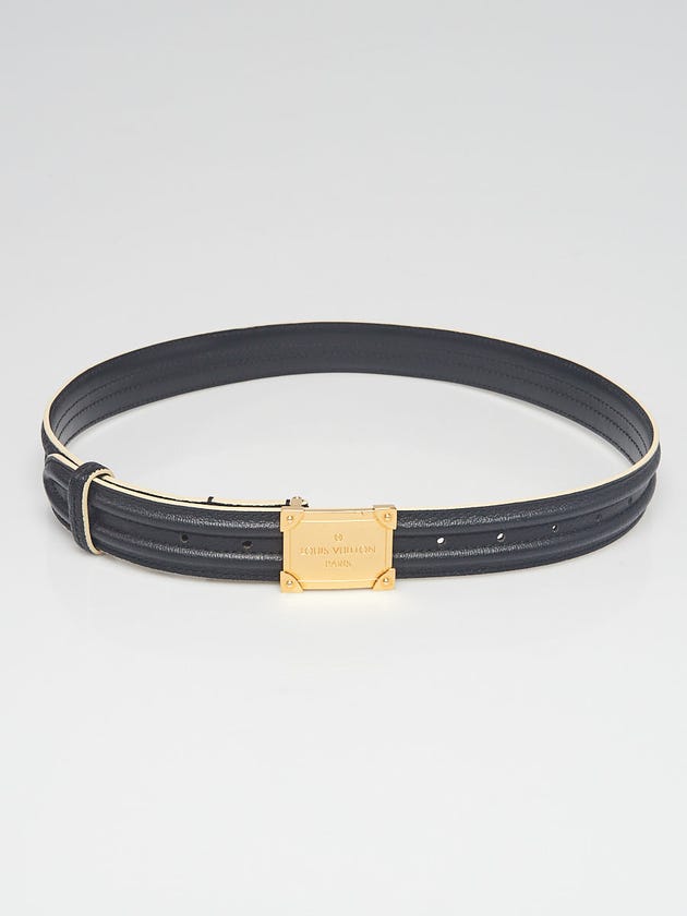 Louis Vuitton Black Suhali Leather Pandora Belt Size 85/34
