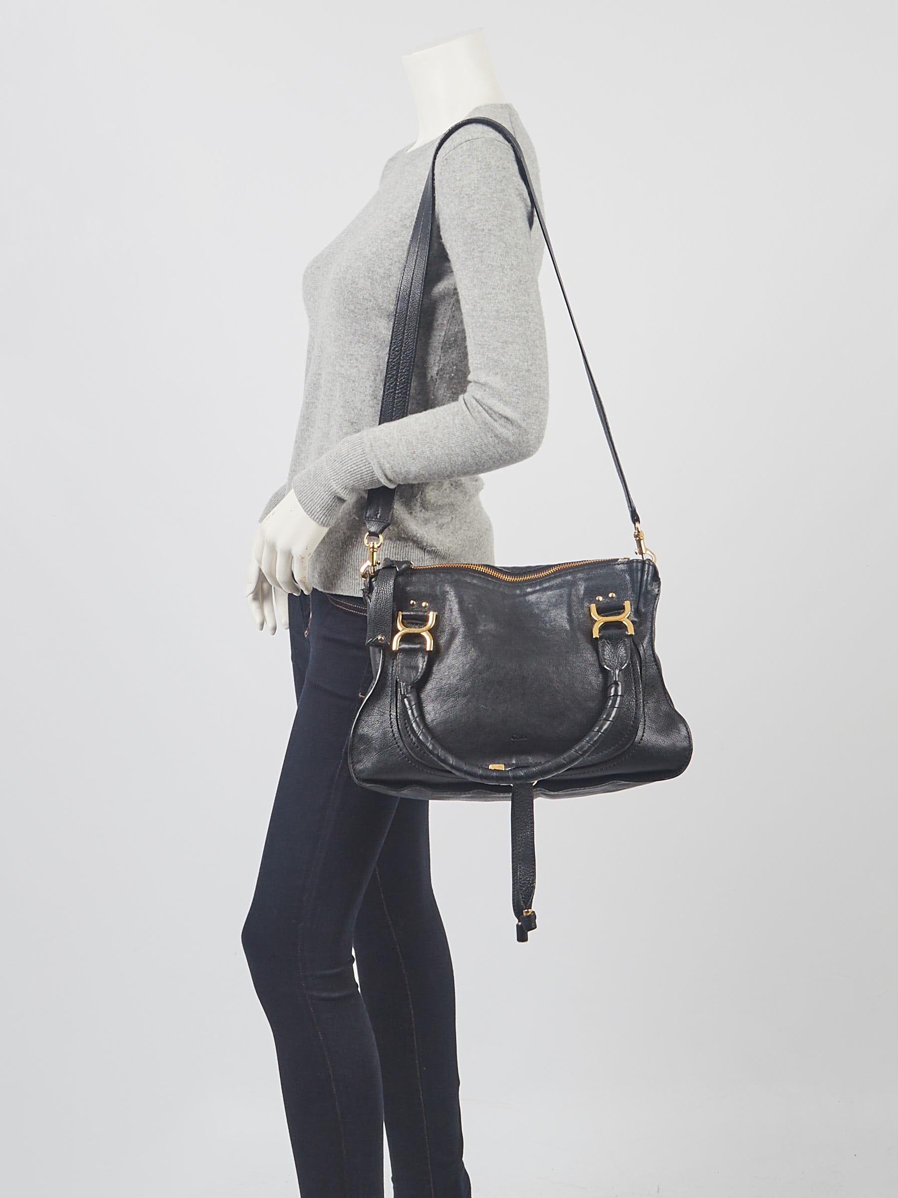 Chloe Black Leather Medium Marcie Satchel Bag