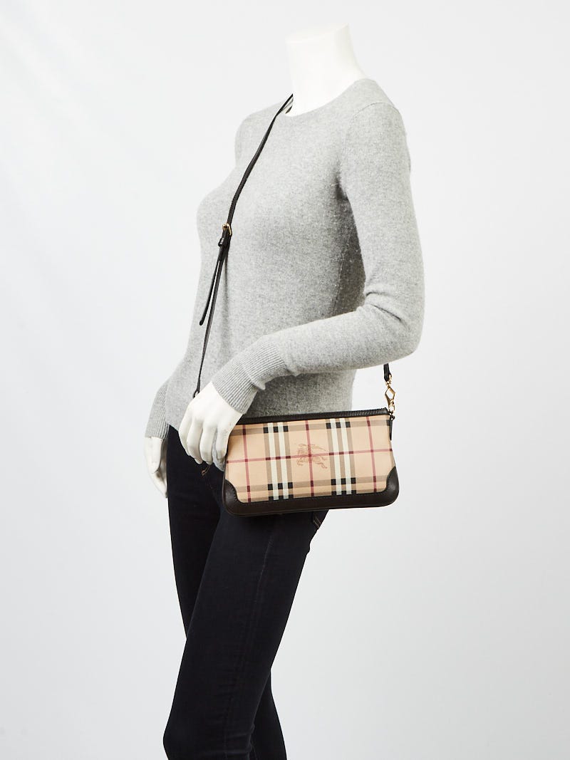 BURBERRY Haymarket Check Coated Canvas Peyton Crossbody Bag