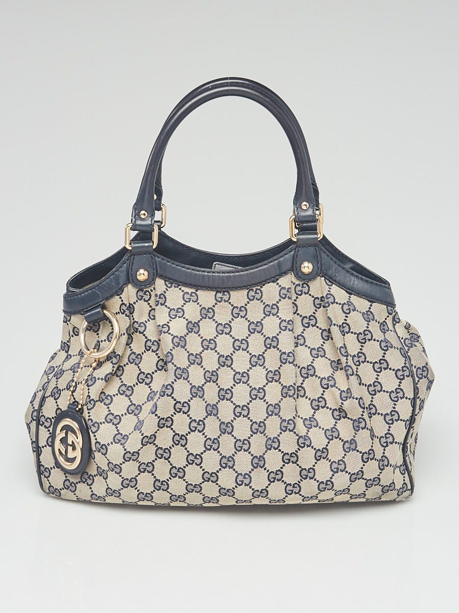 Gucci Sukey Tote Bag Navy GG Canvas Large