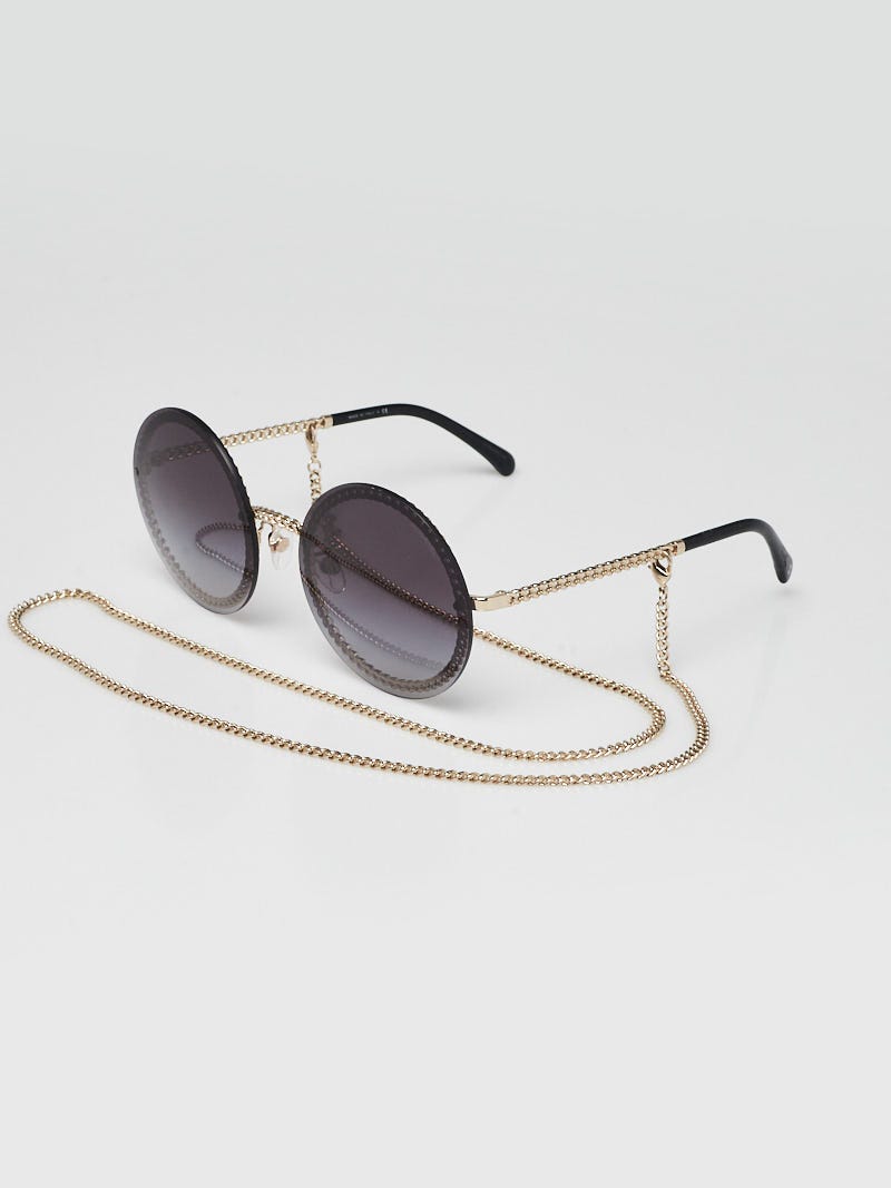 Chanel Gold Metal Round Frame Gradient Tint Sunglasses - 4245
