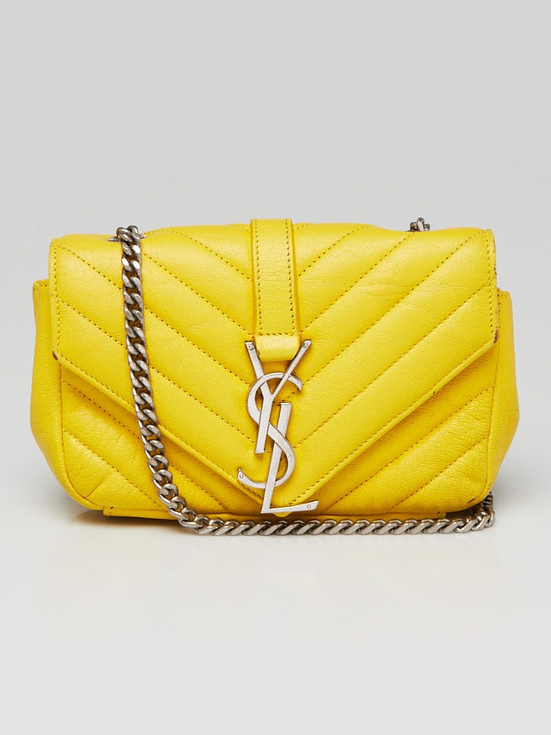 Yves Saint Laurent Yellow Chevron Quilted Leather Classic Baby