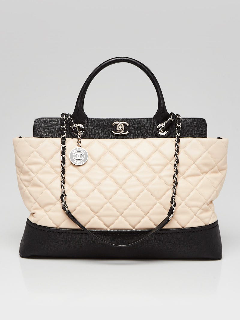 Chanel Beige Quilted Caviar Leather Medallion Tote Bag - Yoogi's