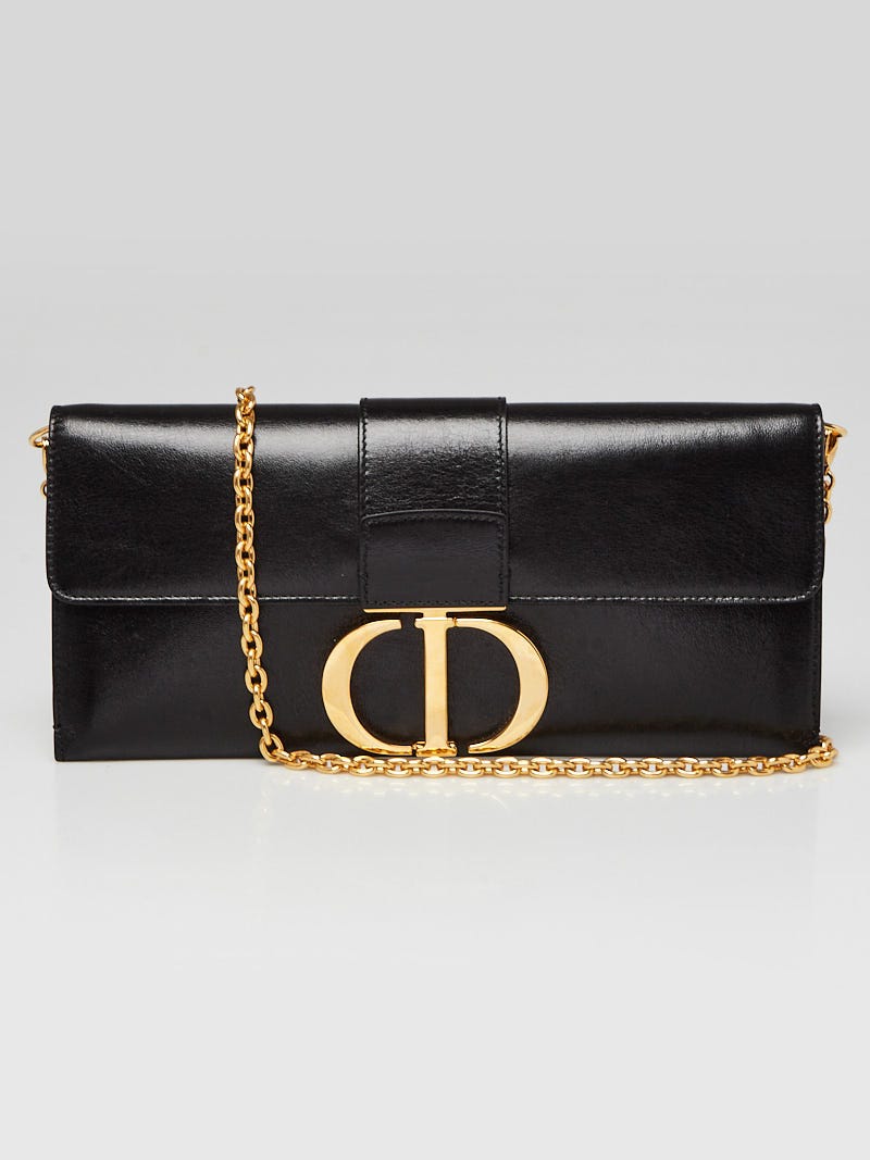 Christian Dior Black Calfskin Leather Montaigne 30 Chain Clutch Bag -  Yoogi's Closet