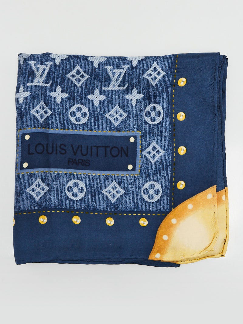 Louis Vuitton Monogram Denim Silk Shawl - Blue Scarves and Shawls