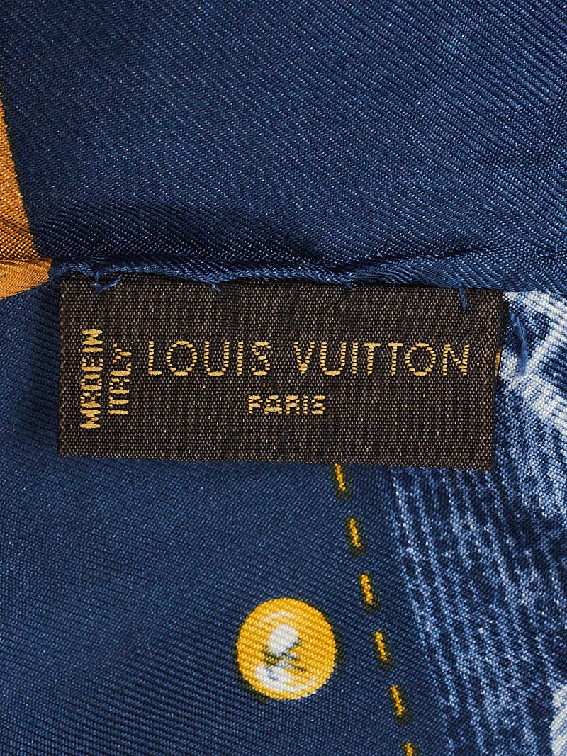 Louis Vuitton Blue Monogram Denim Pattern Silk Square Scarf Louis