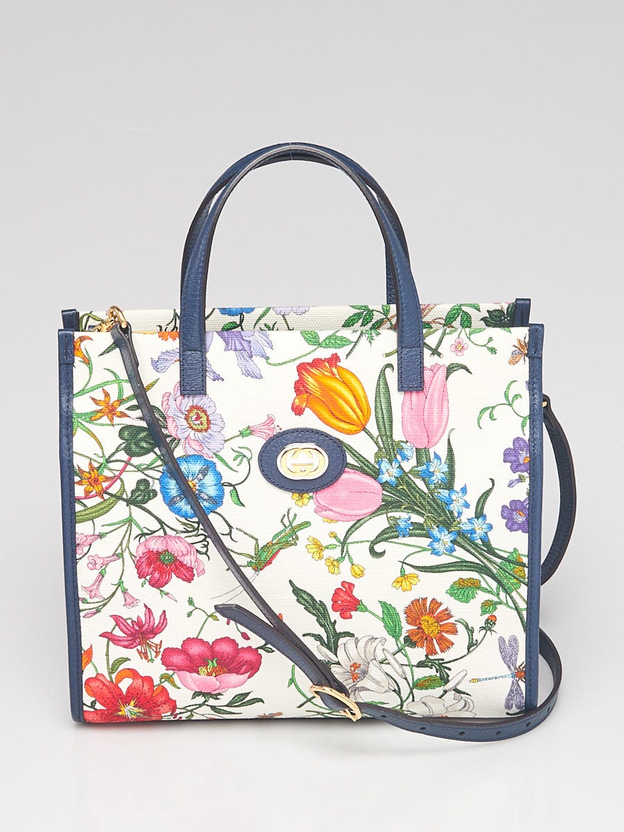 Gucci Floral Flora Canvas Bamboo Handle Bag - Ann's Fabulous Closeouts