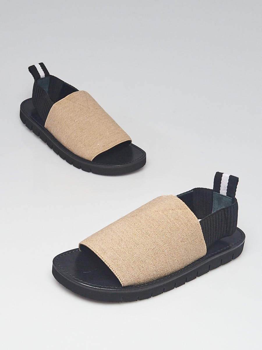 3.1 Phillip Lim Beige/Black Canvas Flat Sandals Size 11.5/42