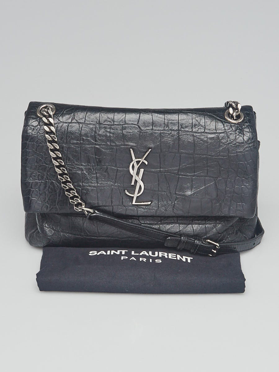 Saint Laurent Calfskin Croc Embossed West Hollywood Flap Bag (SHF