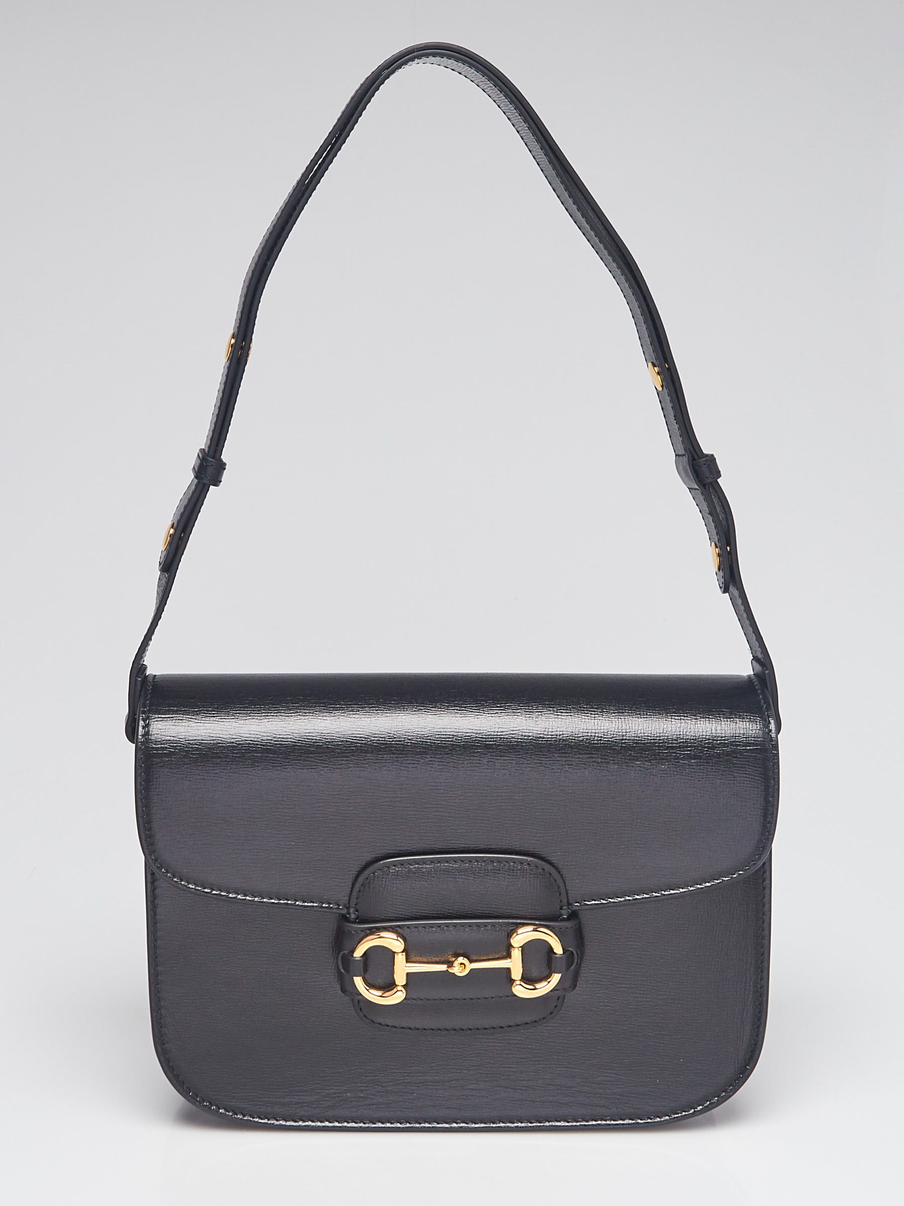 Black Leather Gucci 1955 Horsebit Shoulder Bag