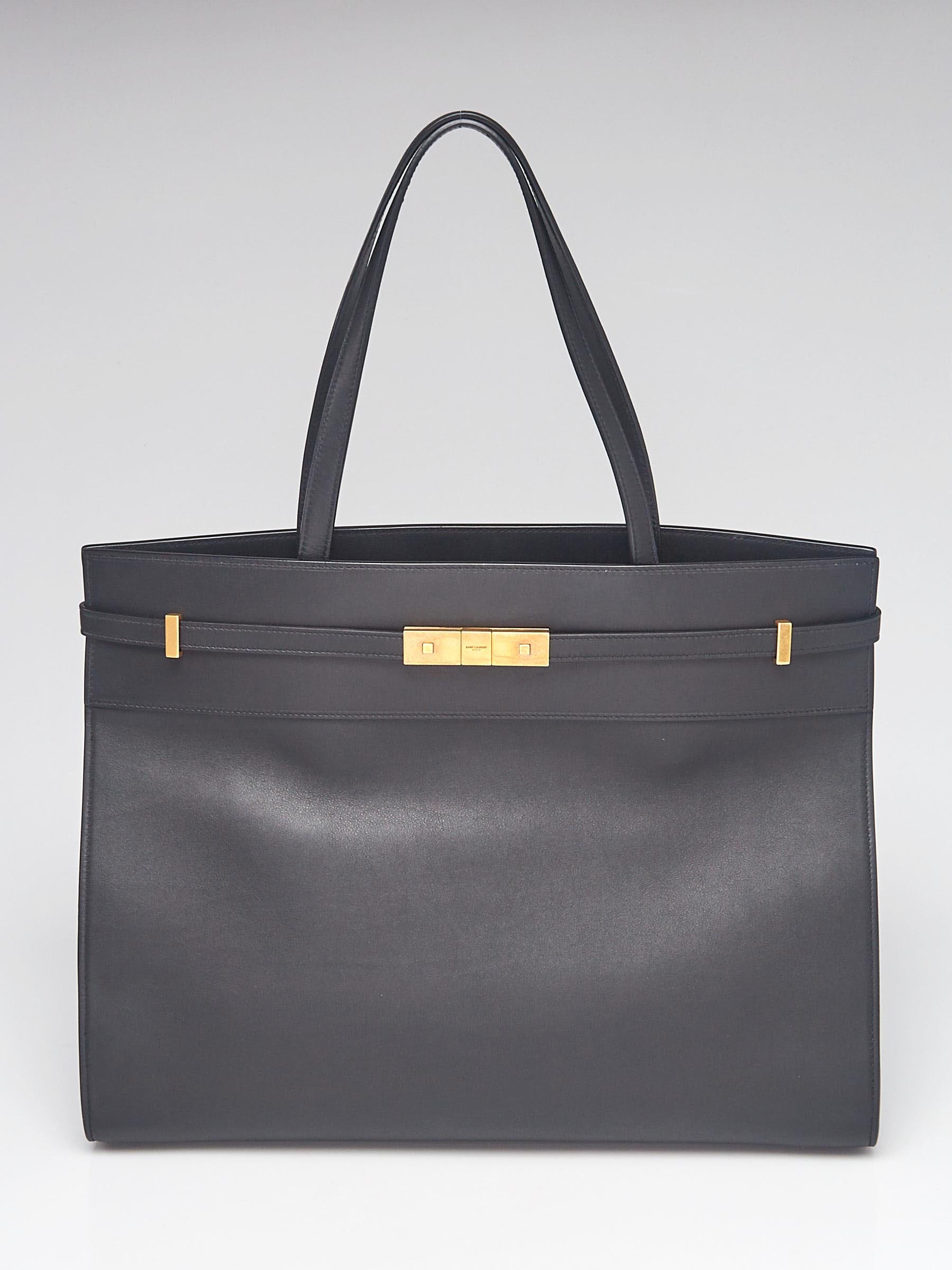 Yves Saint Laurent Black Leather Manhattan Medium Tote Bag