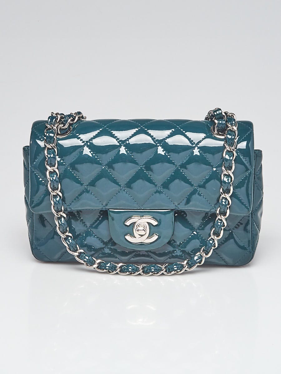 Chanel Turquoise Quilted Patent Leather New Mini Flap Bag | Yoogi's Closet