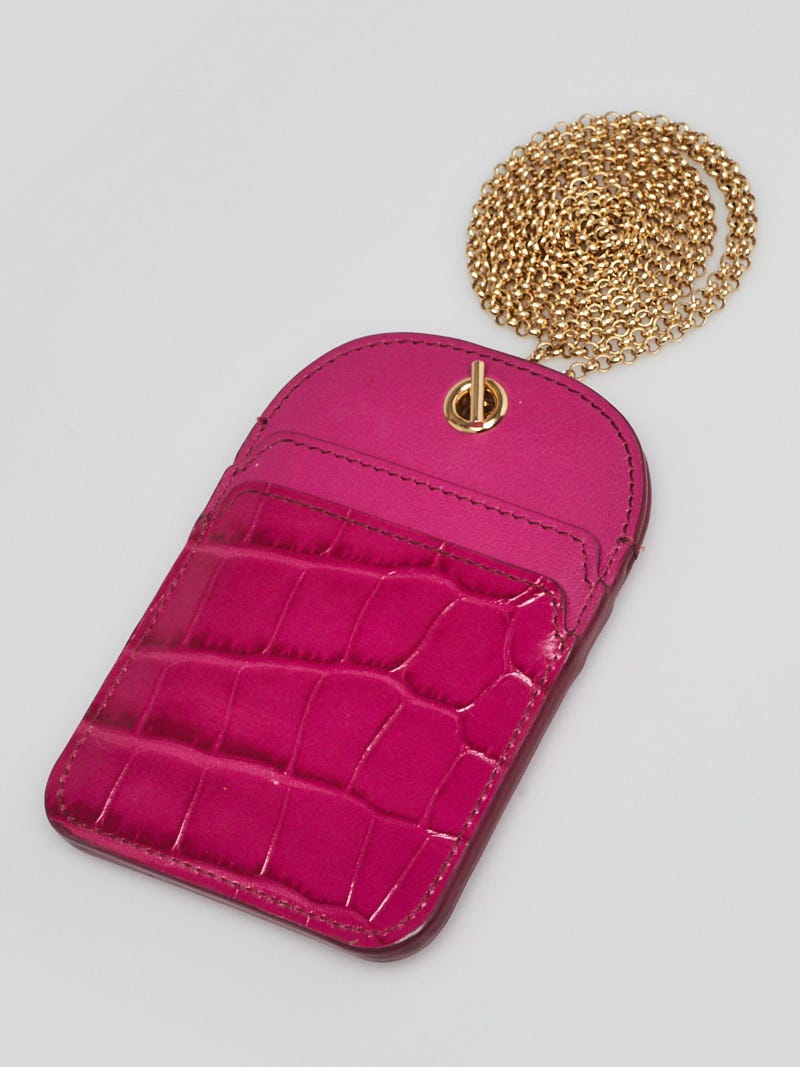 【Chloe】 Chloe Graphic Pink Embossed Crocodile Effect Leather Walden Card