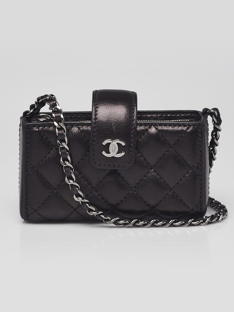 Chanel Black Quilted Caviar Leather Mini Pochette Crossbody Bag