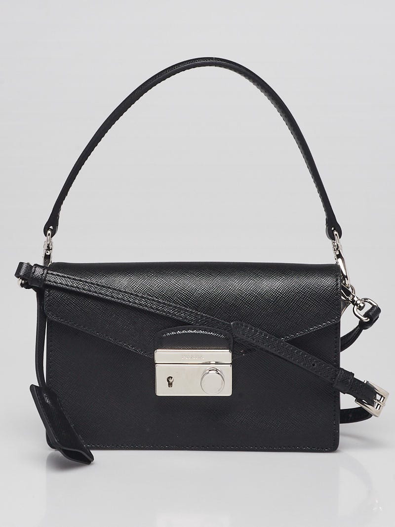 Prada Black Saffiano Lux Leather Mini Flap Bag BN2662 - Yoogi's Closet