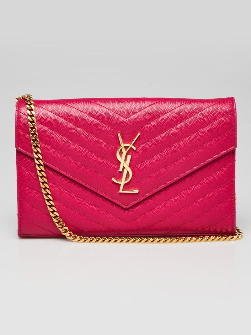 Yves Saint Laurent Pink Grained Leather Envelope Wallet on
