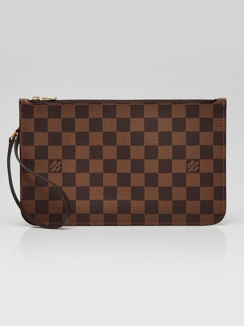 Louis Vuitton Damier Canvas Neverfull Pochette Zippered Clutch Bag