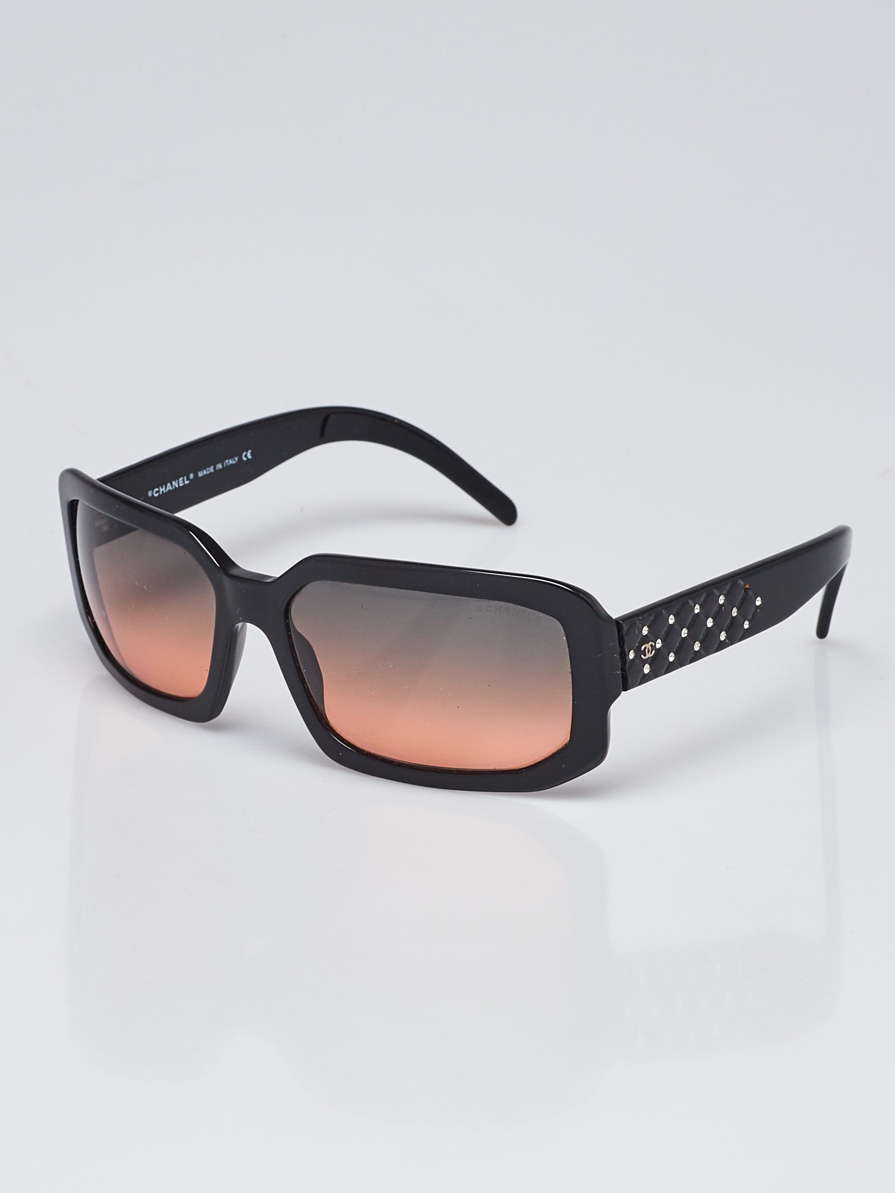 Chanel Black Acetate Gradient Lenses CC Logo Crystal Quilted Sunglasses  5063-B - Yoogi's Closet