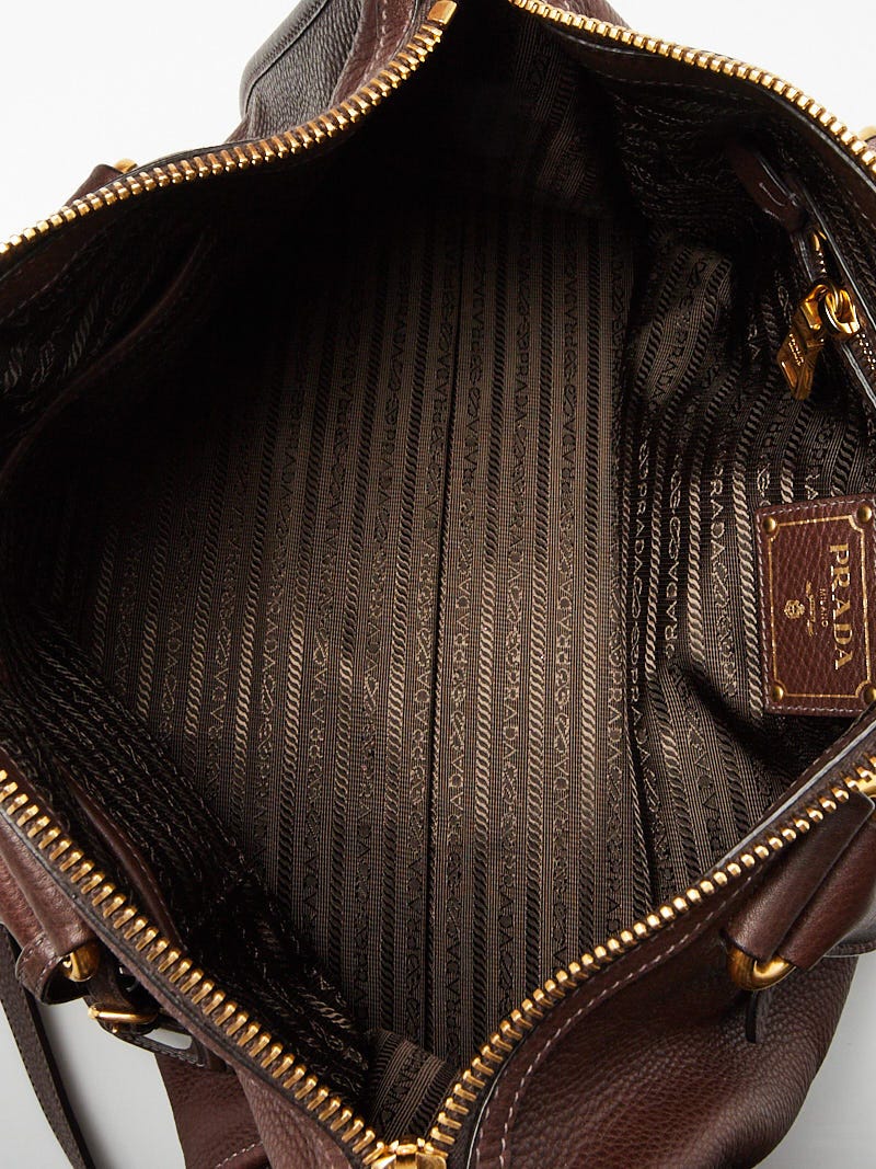 Prada Caffe Vitello Daino Leather Zip Tote Bag BL0805 Prada Caffe Vitello Daino Leather Zip Tote Bag BL0805