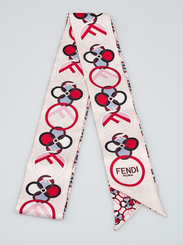 Fendi Pink/Red Silk Monogram Bandeau Scarf