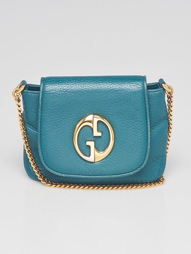 Gucci Teal Pebbled Leather '1973' Small Shoulder Bag