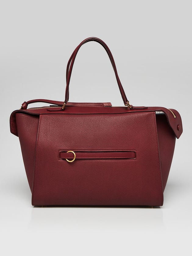Celine Burgundy Grained Leather Small Ring Tote Bag