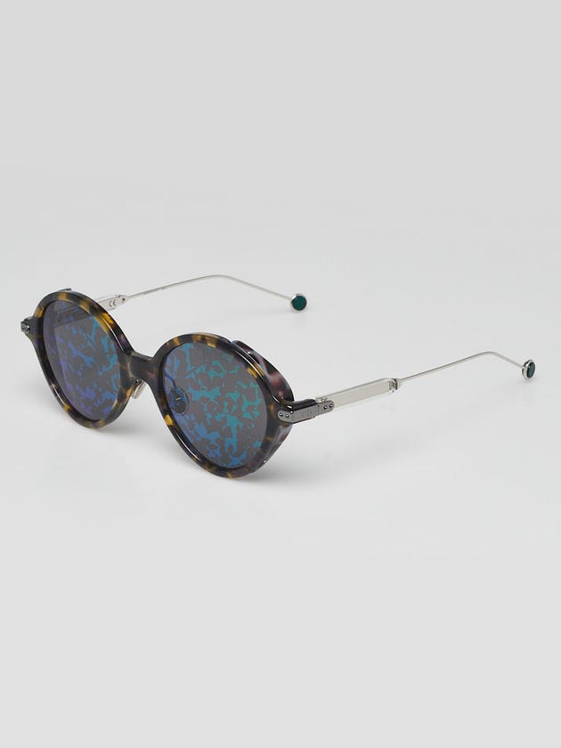 Christian Dior Blue Tortoise Shell Acetate Frames Foliage Printed Lens Umbrage Sunglasses