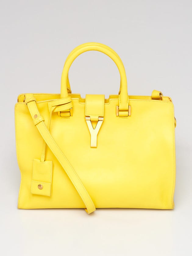 Yves Saint Laurent Yellow Calfskin Leather Small Cabas ChYc Bag