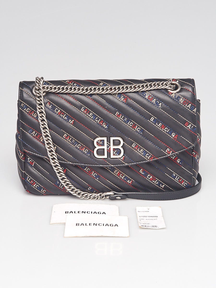 Balenciaga Bb Chain Wallet Leather Bag in Black