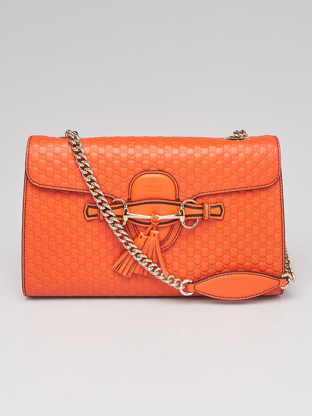 Gucci Orange Microguccissima Leather Medium Emily Chain Shoulder Bag