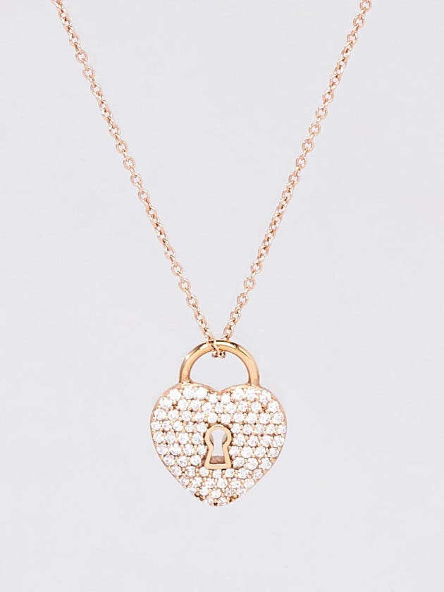 Tiffany
Co. 18k Rose Gold and Diamond Heart Lock Pendant Necklace