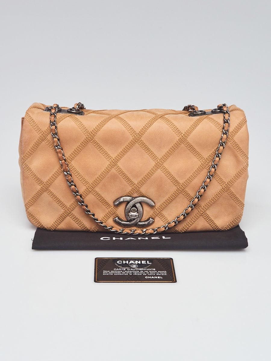 Chanel Beige Diamond Stitch Calfskin Small Flap Bag - Yoogi's Closet