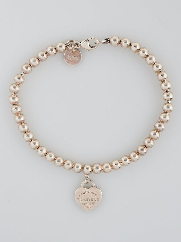 Tiffany & Co. Sterling Silver Return to Tiffany Bead Mini Heart Tag Bracelet