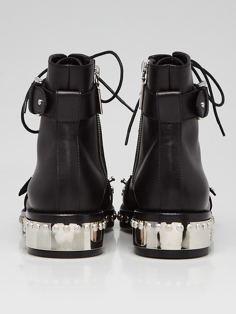 ショートブーツ・ブーティ MCQUEEN 'Shard' ankle boots Black Alexander McQueen Black Leather Studded Ankle Boots Size 7.5