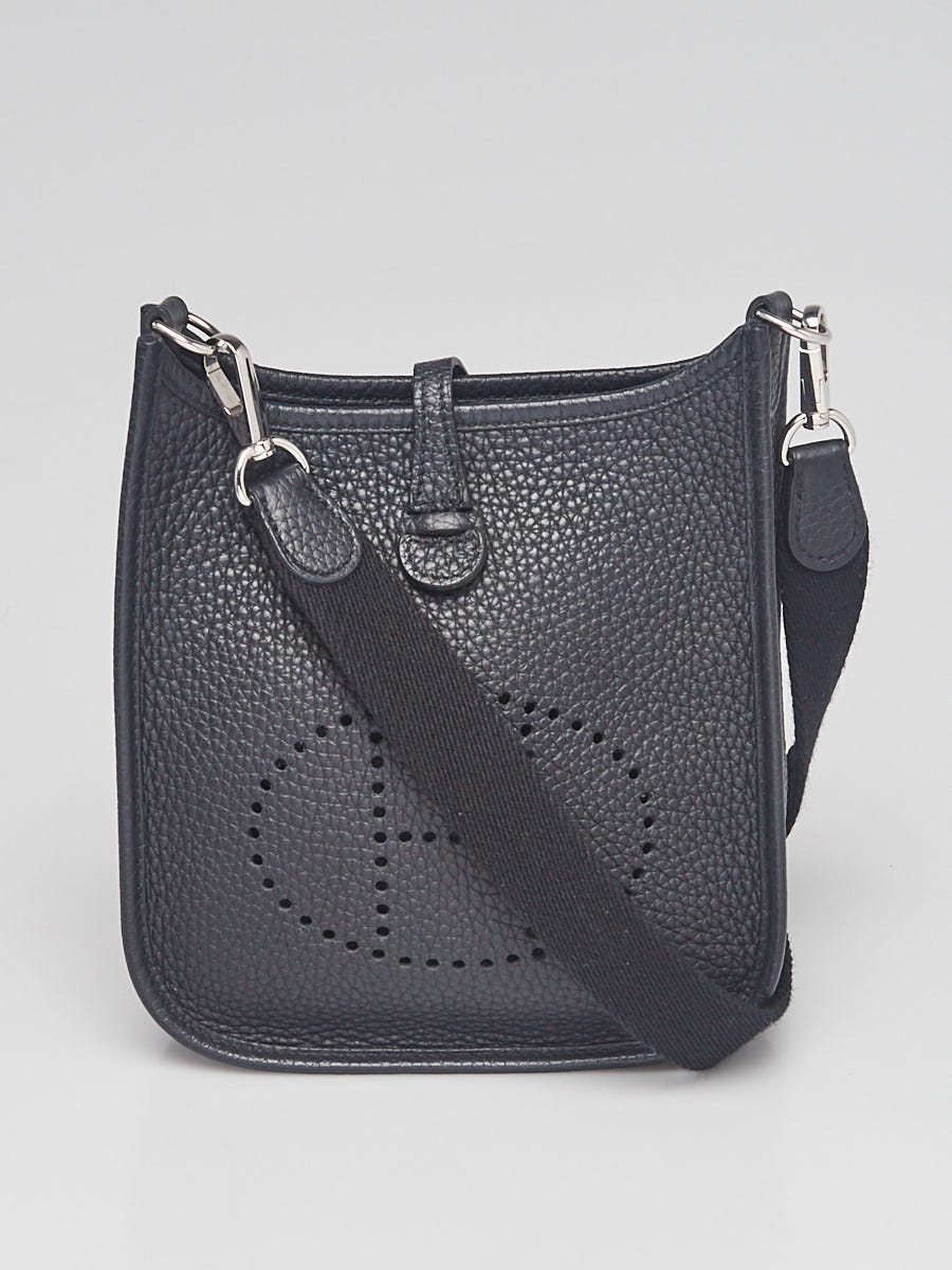 Hermes 16cm Black Clemence Leather Evelyne TPM Bag - Yoogi's Closet