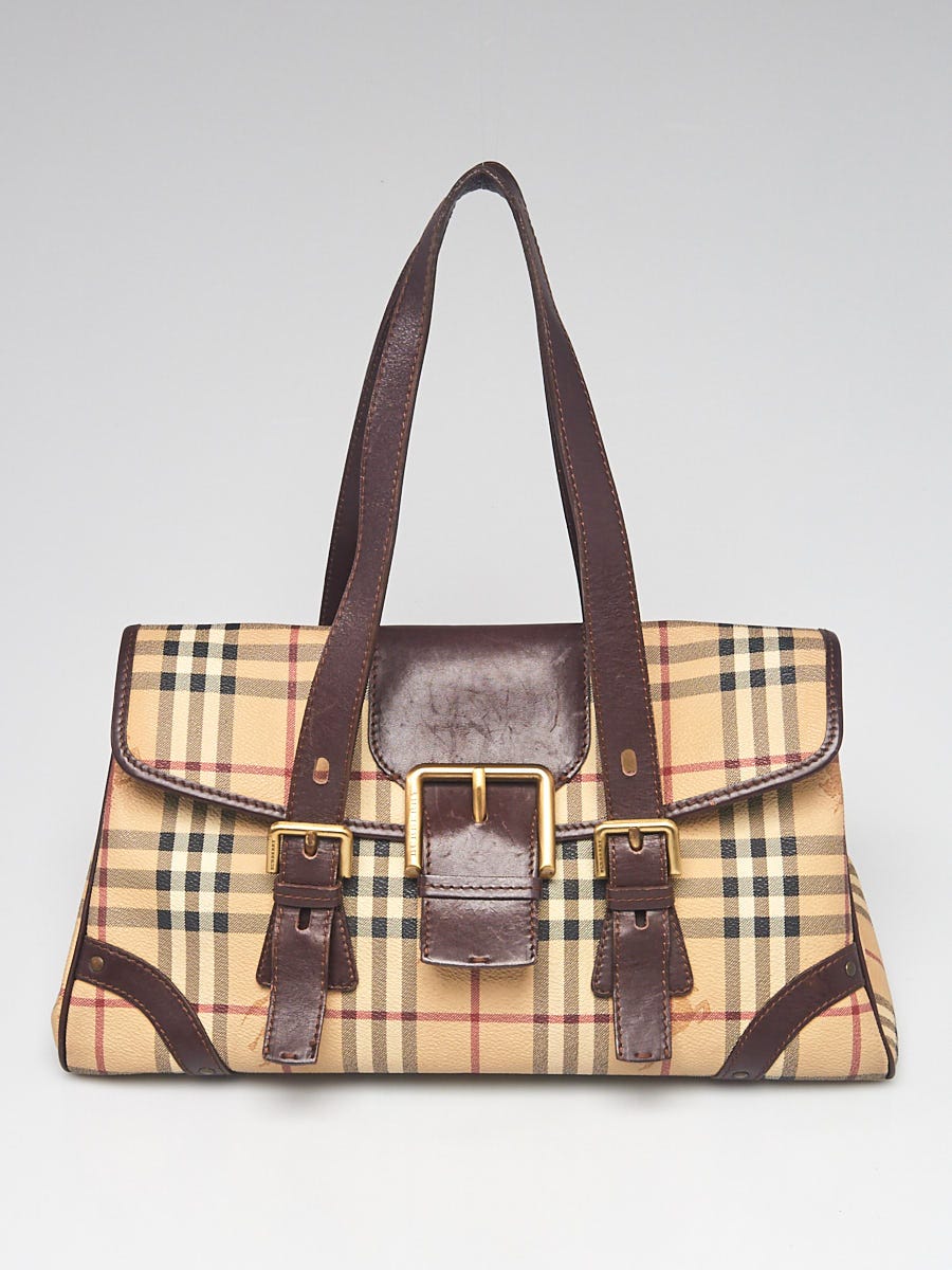 Burberry Classic Check Coated Canvas Haymarket Satchel Bag - Yoogi's Closet