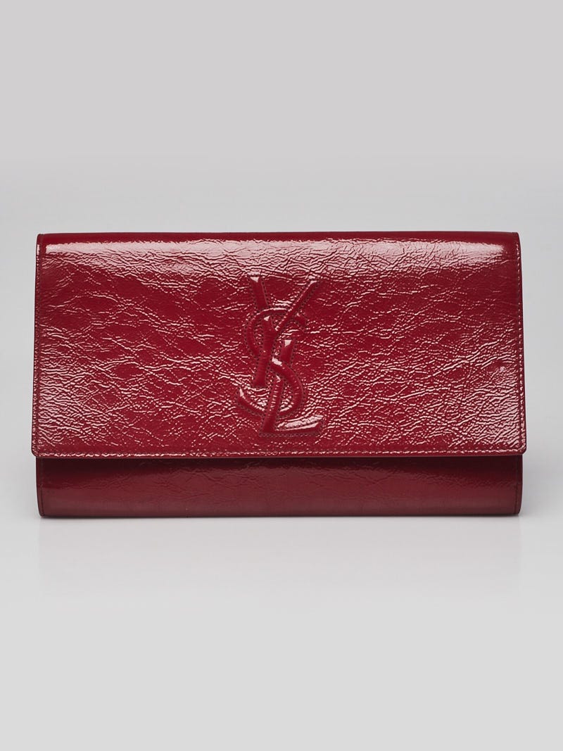 Yves Saint Laurent Red Textured Patent Leather Large Belle