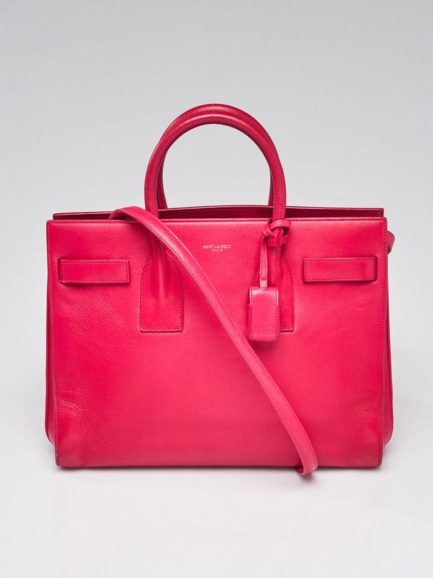Yves Saint Laurent Fuchsia Calfskin Leather Small Sac de Jour Tote Bag