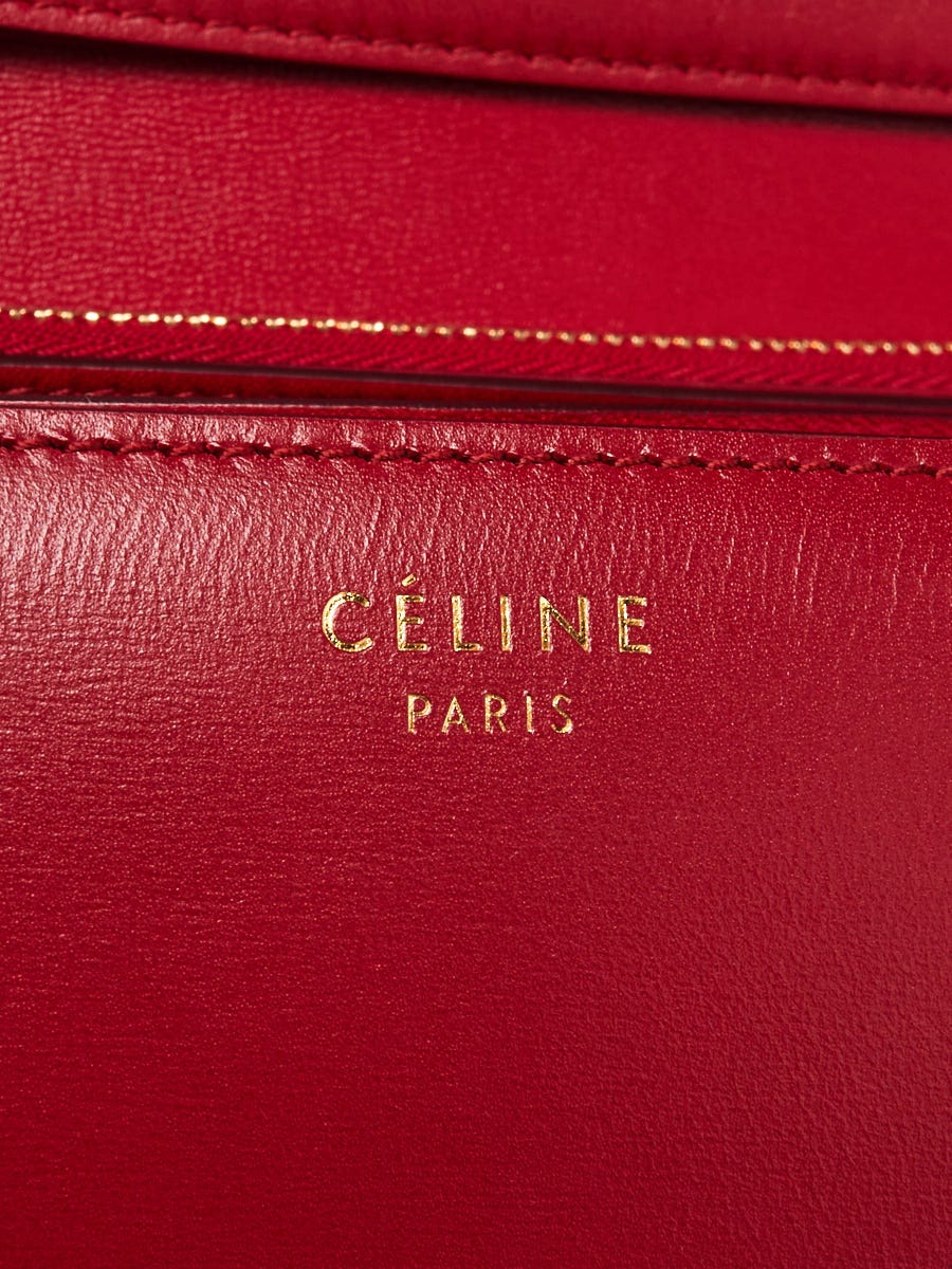 Celine Red Smooth Calfskin Leather Medium Classic Box Flap Bag