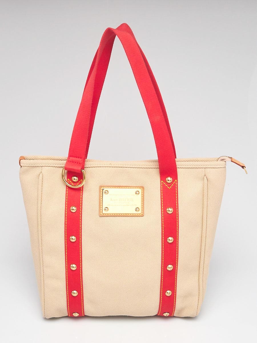 Louis Vuitton Limited Edition Beige/Red Toile Canvas Antigua Cabas MM Bag -  Yoogi's Closet