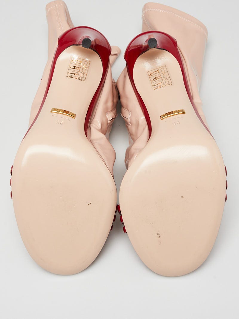 Gucci Red/Beige Patent Leather/Latex Sock Sandal Heels Size Gucci Red/Beige Patent Leather/Latex Sock Sandal Heels Size