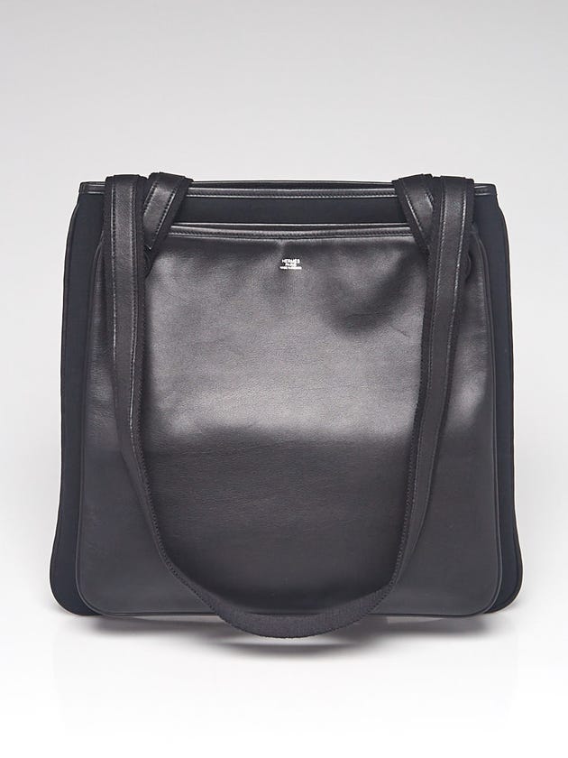 Hermes Black Canvas and Swift Leather Mrs. Hippie Shoulder Bag